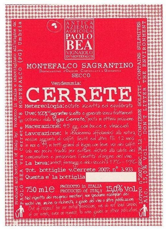 Paolo Bea Montefalco Sagrantino &