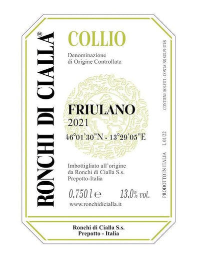 Ronchi di Cialla Collio Friulano 2023