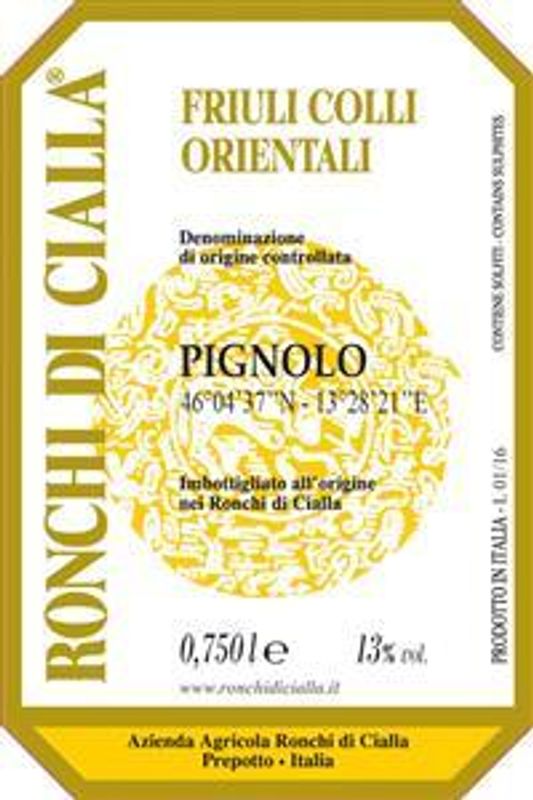 Ronchi di Cialla Friuli Colli Orientali Pignolo 2015