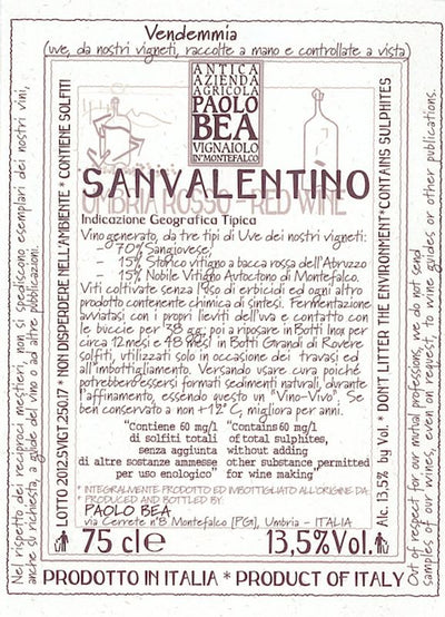 Paolo Bea Umbria Rosso 'San Valentino' 2019