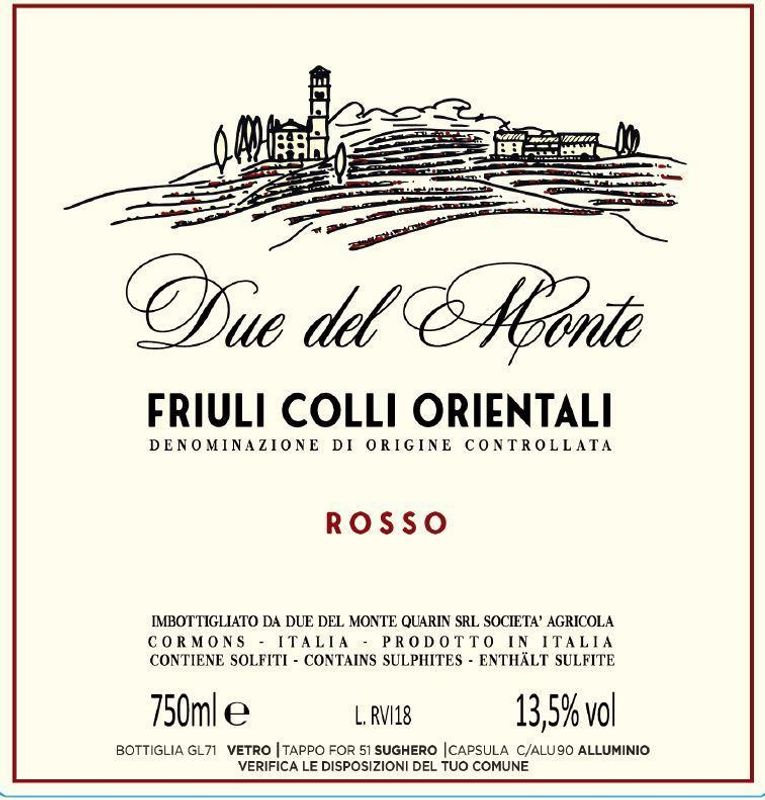 Due Del Monte Friuli Colli Orientali Rosso 2019